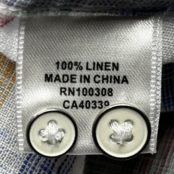 Peter Millar Shirt Mens Large Multi Plaid Linen Button Down Long Sleeve Casual - Picture 7 of 15